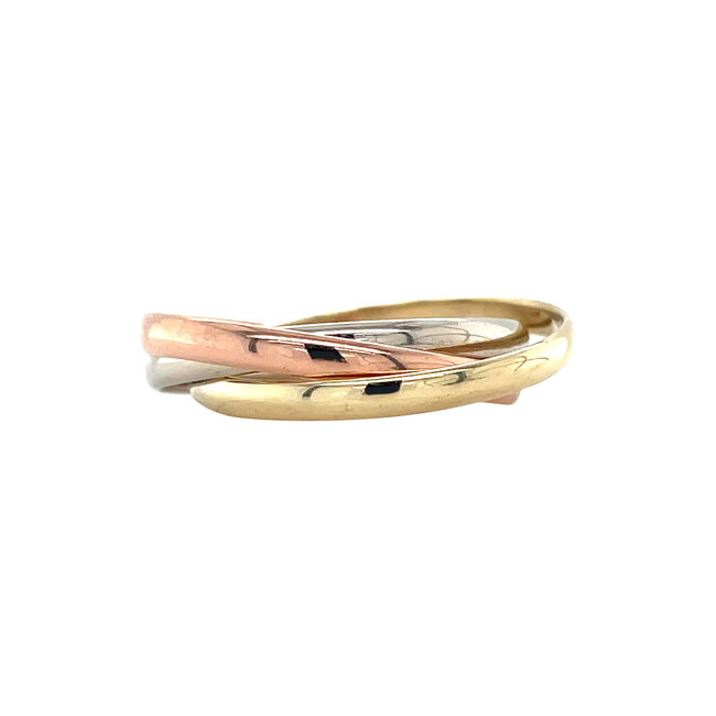 Tricolour gold trinity ring 14 karat