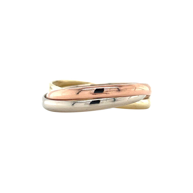 Tricolour gold trinity ring 14 karat