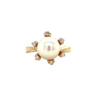 Gouden entourage ring met parel