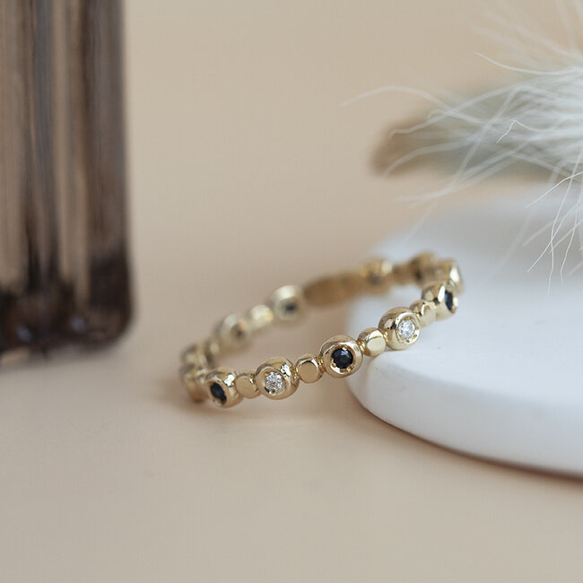 Goldener Ring mit Saphir und Diamant 14 kt* neu