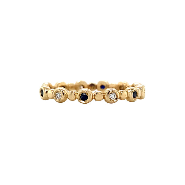 Gouden ring met saffier en diamant 14 krt* nieuw