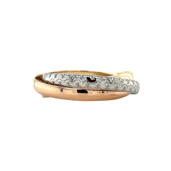 Tricolor goldener Trinity-Ring 18 Karat
