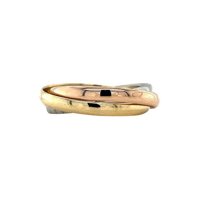 Tricolour gouden trinity ring 18 karaat