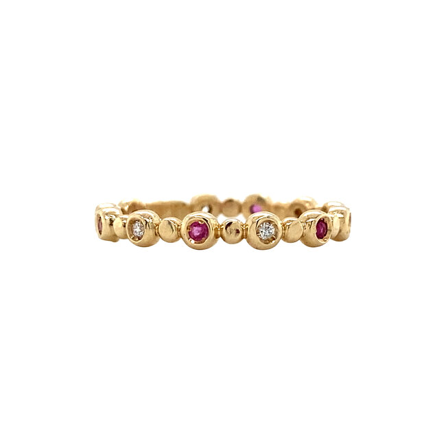 Gold ring with ruby and diamond 14 kt* new