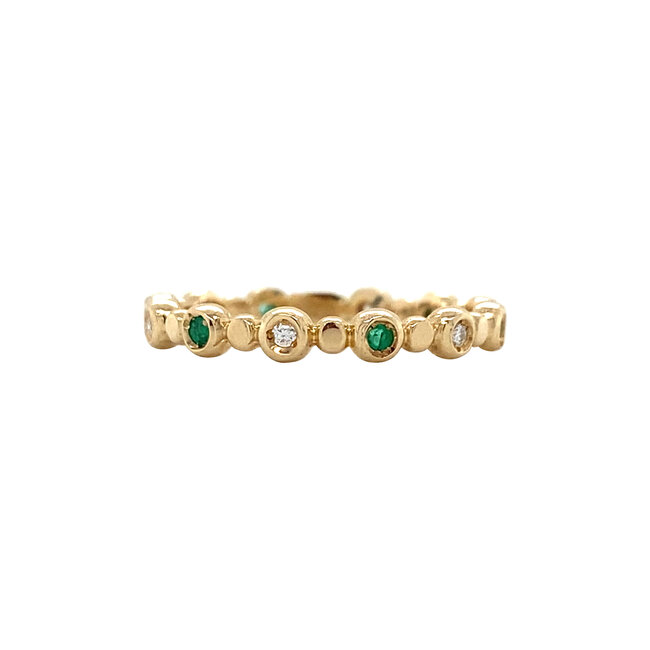 Golden ring with emerald and diamond 14 kt*new