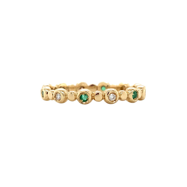 Golden ring with emerald and diamond 14 kt*new