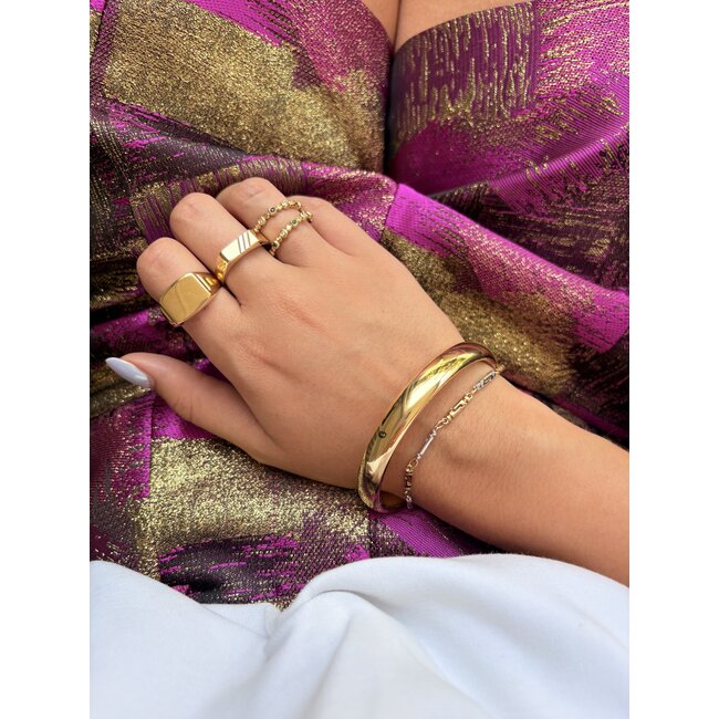 Tricolour gouden zegelring 14 karaat