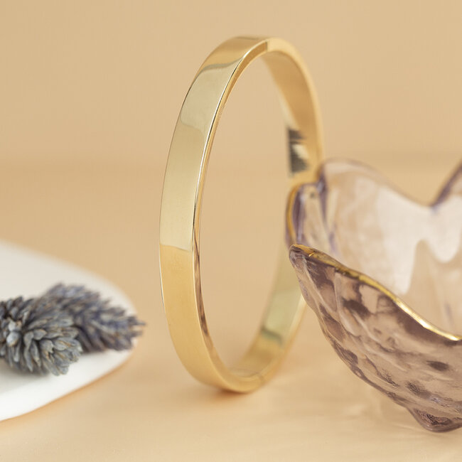 Gouden gladde bangle 14 karaat