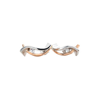 Bicolour gold stud earrings with zirconia