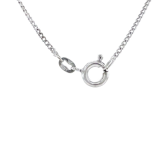 Witgouden collier met diamant hanger 14 karaat