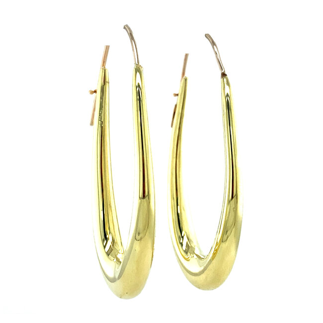 Gold smooth hoop earrings 18 kt