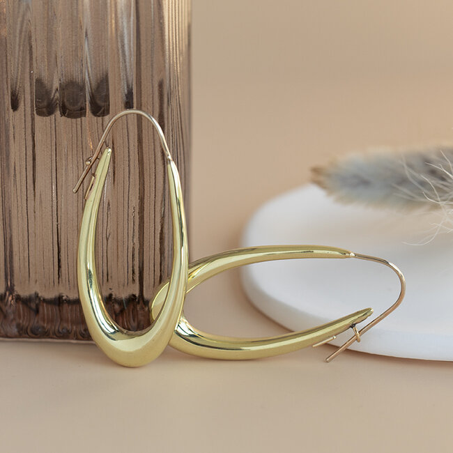 Gold smooth hoop earrings 18 kt