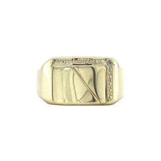 Gouden zegelring met diamant