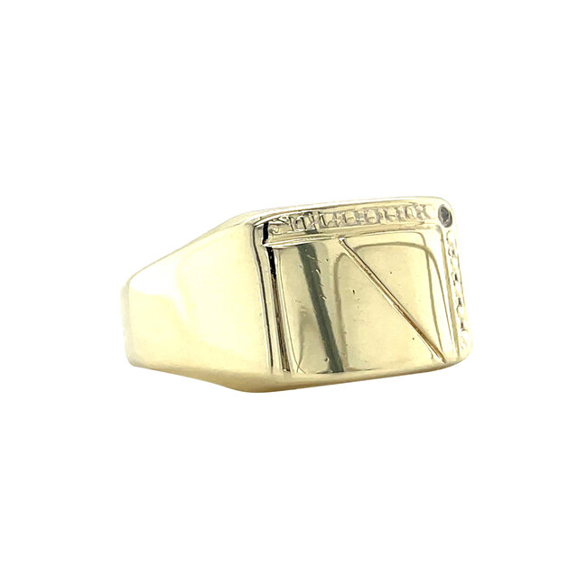 Gouden zegelring met diamant 14 karaat