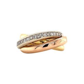 Tricolour gouden ring met diamant