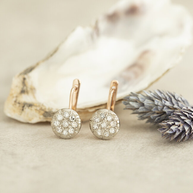 Rosegouden oorsieraden met diamant 14 karaat