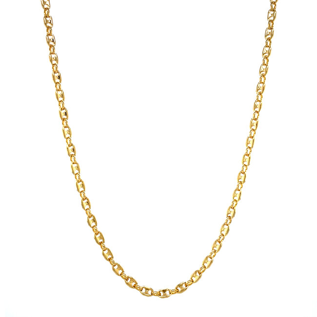 Gouden dubbele anker collier 50 cm 14 karaat