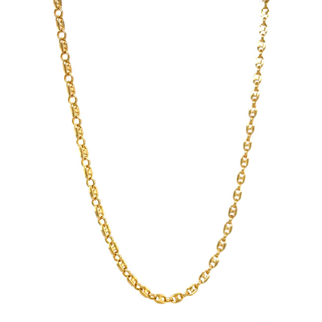 Gouden dubbele anker collier 50 cm 14 karaat