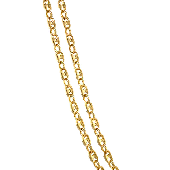 Gouden dubbele anker collier 50 cm 14 karaat
