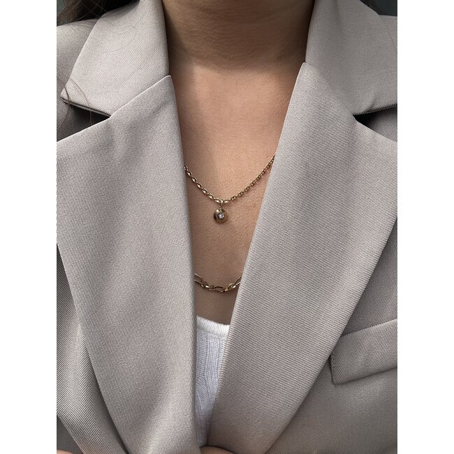 Goldenes doppeltes Anker-Collier 50 cm 14 Karat