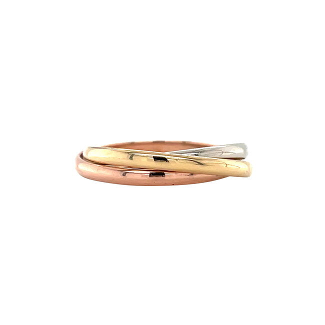 Tricolour gold trinity ring 14 karat