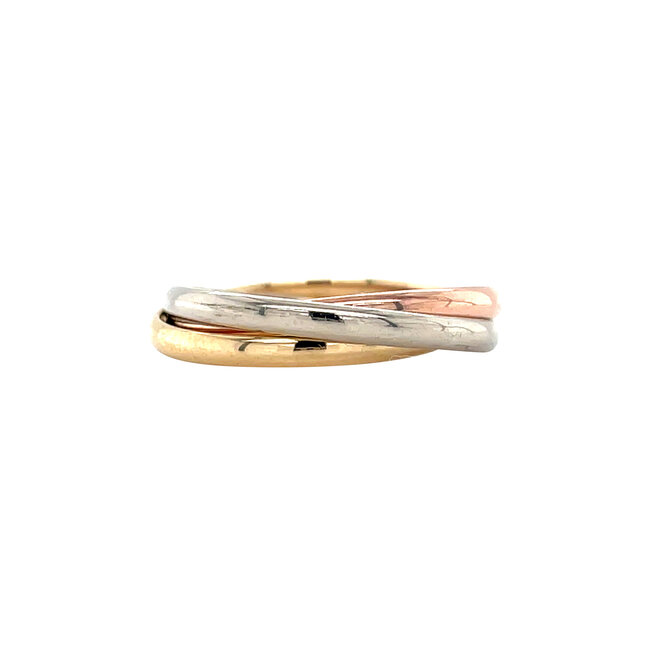 Tricolour gouden trinity ring 14 karaat