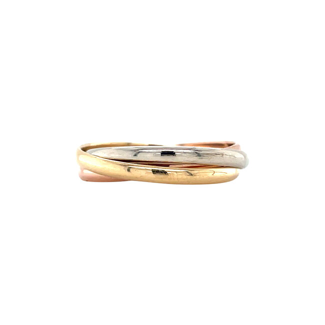 Tricolour gouden trinity ring 14 karaat