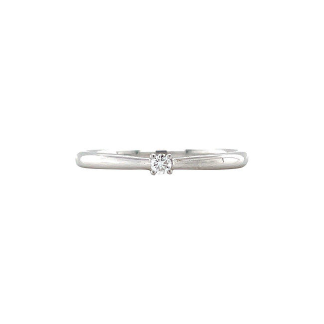 Weißgoldener Solitärring mit Diamant 14 kt