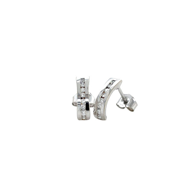 White gold stud earrings with diamond 14 kt