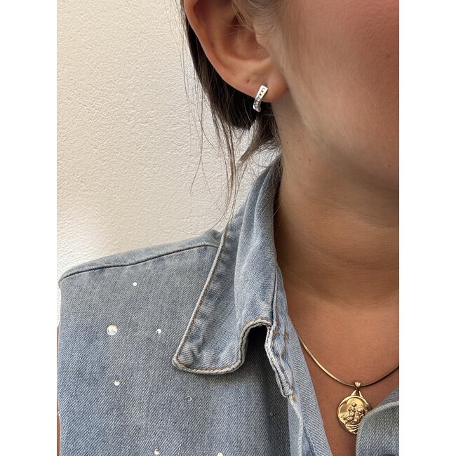 White gold stud earrings with diamond 14 kt