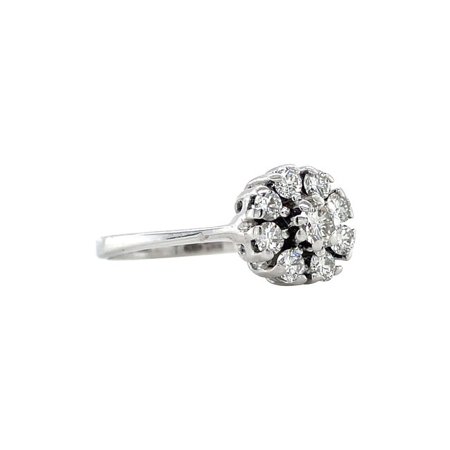 Witgouden entourage ring met diamant 14 krt