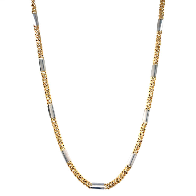 Gouden collier bicolour 46.5 cm 14 karaat