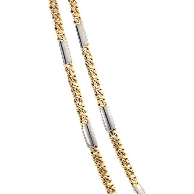 Gouden collier bicolour 46.5 cm 14 karaat