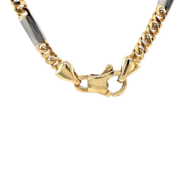 Gouden collier bicolour 46.5 cm 14 karaat