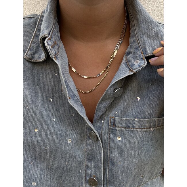 Gold bicolour necklace 46.5 cm 14 karat