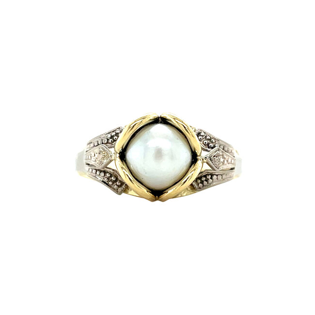 Vintage gold ring with pearl 14 karat