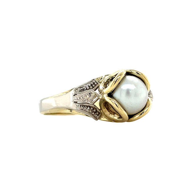 Vintage gouden ring met parel 14 karaat