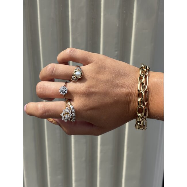 Vintage goldener Ring mit Perle 14 Karat