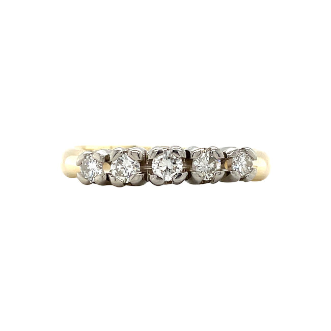 Gold row ring with diamond 14 karat