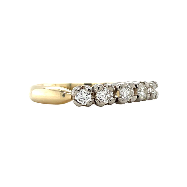 Gold row ring with diamond 14 karat