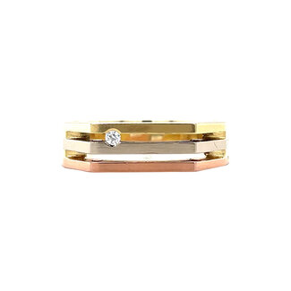 Tricolour gouden ring met zirkonia