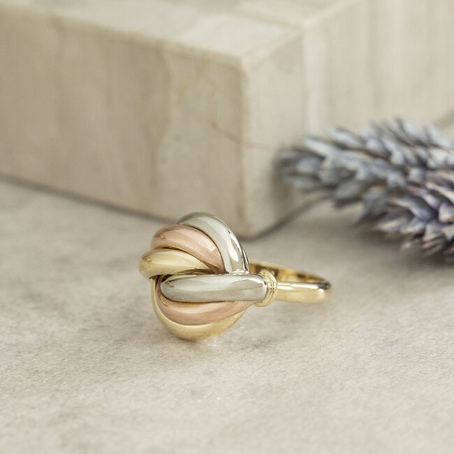 Tricolour gouden ring 14 karaat
