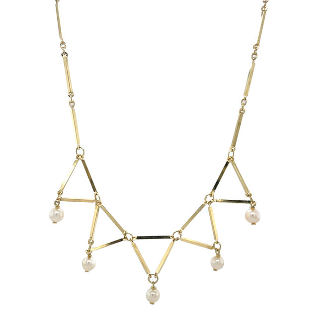 Gold choker with pearls 14 karat