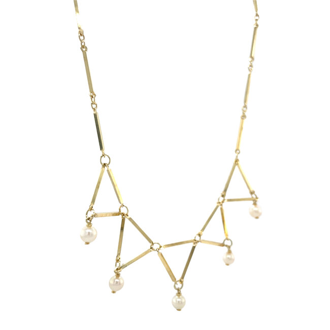 Gold choker with pearls 14 karat