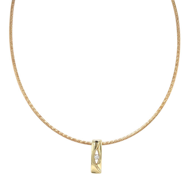 Gold torque with diamond pendant 14 carat