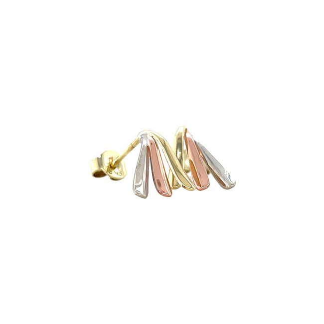 Tricolour gold stud earrings 14 karat