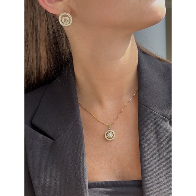 Goldene Ohrstecker mit Zirkonia 14 Karat