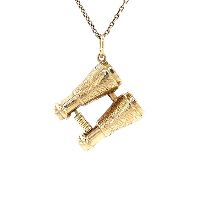 Gold binoculars pendant 14 carat