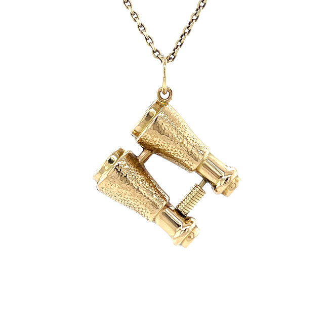 Gold binocular pendant 14 karat