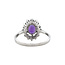 Witgouden entourage ring met amethist en diamant 14 karaat